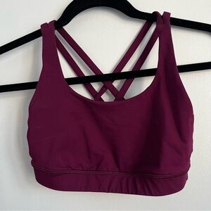 Lululemon Energy Strappy Sports Medium Support Bra - Plum Burgundy - US 2